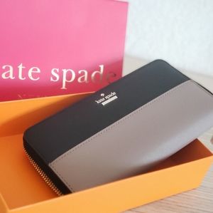 Kate Spade Cameron Street Zip Around Wallet Lacey New Black & Tusk